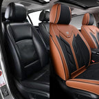 Coverado Front Seat Covers, Car Seat Covers Front Seats, Leather Seat Covers for Cars, Automotive Seat Covers Car Seat Protector Car Accessories Fit for Most Sedans SUV Pick-up Truck(Black&Brown)