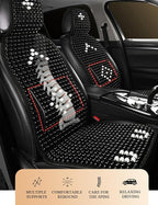 Wood Beaded Car Seat Cover Massaging Breathable Cooling Natural Wood Bead Cushion Universal Fit for Sedan, SUV & Truck. The Ergonomic Lumbar Support Can Relieve Painful from Long Trips