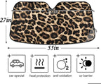 Leopard Print Car Windshield Sun Shade Foldable UV Ray Sun Visor Protector Sunshade to Keep Your Vehicle Cool (51" x 27")