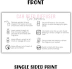 Reed Vent Car Oil Diffuser Care Instruction Card | 50 pk 2x3.5” Freshie Wood Top Car Freshie Insert Package for Selling to DIY Customers