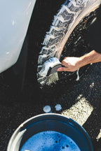 Detail Factory - ProGrip XL Tire Brush - Ergonomic ProGrip Handle - Stiff Synthetic Bristles to Cut Through Grime - Octane Underglow