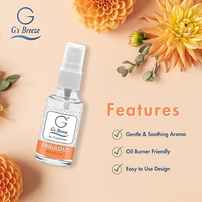 G's Breeze Fabulous Air Freshener - Luxurious, Floral & Fruity Essence - Long-Lasting Fresh Scent - Elegant & Portable, Sophisticated Aroma Anywhere You Go - Warm Fragrance for Home, Car and Office