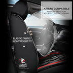 AOMSAZTO Front Seat Covers Fit for Hyundai Santa Fe 2009-2026 Waterproof Faux Leather Car Seat Cover Compatible with Airbag(2PCS Front, Black&Redline)