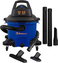 Koblenz Wet-Dry Vacuum, 12 Gallon Tank, 5.5 HP Vacuum Cleaner with 2-1/2" in x 7' Locking Hose, with a Blower Function, Blue/Black, 5 Year Warranty, with Included Accessories, WD-12 L4