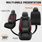 Car Seat Covers Compatible with Toyota Camry 2012-2026 Durable Waterproof Automotive Seat Covers Stretchable, Airbag Compatibility, Premium Nappa Leather(Black Red, 2 Pcs Front with Pillow)
