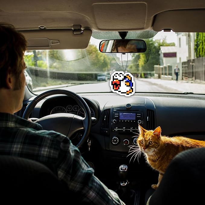 Pounchi Pixel Cartoon Car Air Freshener Cards (8 Pack Refreshing Ice Scent) Video Game Accessories for Car Interior Hanging Gift Rearview Pendant Supplies