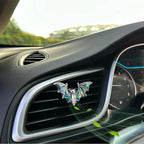 Bat Air Vent Clip Car Air Freshener Outlet Clips Natural Abalone Shell Seashell Color Vampire Bat Car Accessories Gothic Car Decor Refillable Car Diffuser Clips (Small Bat)
