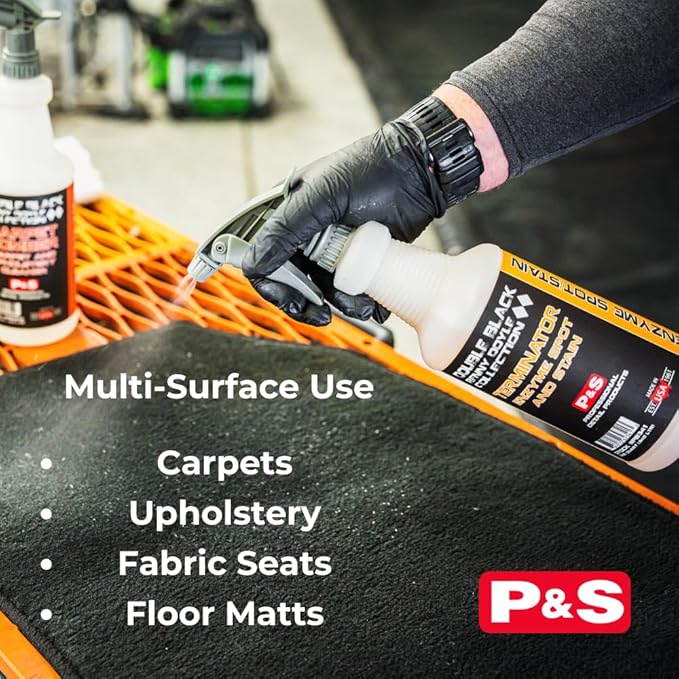 P&S Interior Carpet Cleaning Bundle – Terminator Enzyme Spot & Stain Remover + Carpet Bomber Citrus Upholstery Cleaner, Professional Carpet & Fabric Cleaning System (1 Gallon Each)