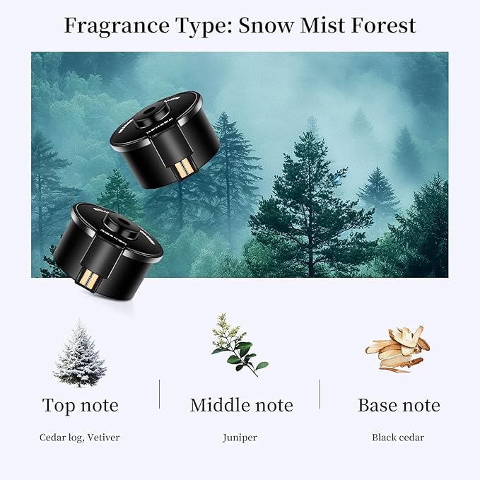 Kwak's Essential Oil Refills - Natural French Fragrance, Car Diffuser Dedicated Refill(2 packs) (Snow Mist Forest)