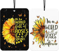 Christian Sunflower Car Air Freshener Hanging 2Pcs Flroal Faith Inspritional Car Accessories Interior, In A World Full of Roses Be a Sunflower Bible Verse Mirror Religious Gifts for Women(Lavender)