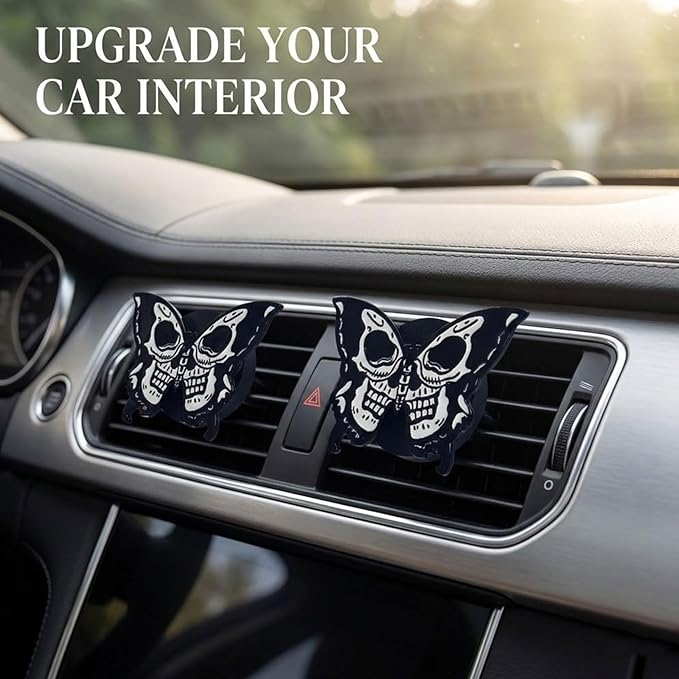 Car Air Fresheners Vent Clips, Car Diffuser Vent Clip, Car Decoration Cute Car Interior Decor, Car Accessories for Women (2 Pcs Black Butterfly)