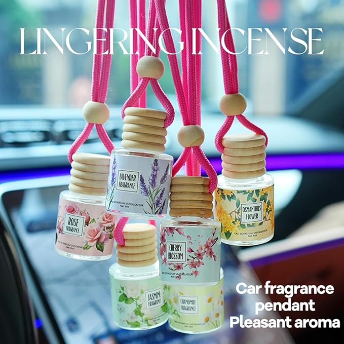 Car Air Freshener Diffuser, Hanging Car Scents Air Freshener, Car Fresheners Long Lasting, Essential Oil Diffuser, Fragrance Oil, 6pcs