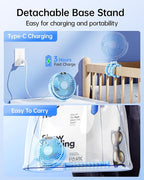 SWEETFULL Portable Stroller Fan with LED Display, 4 Speed Rechargeable Mini Clip On Fan, 360° Rotate Flexible Tripod Better Cooling Small Baby Fan for Car Seat Crib Travel Bike Treadmill (Blue)