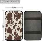 Dreaweet Brown Cow Print Auto Center Console Pad, Breathable Car Armrest Seat Box Cover Protector Universal Fit Cushion for Most Cars