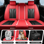 Fit Kona Car Seat Covers for Select Hyundai Kona 2018-2025 2026. Premium Leather, Waterproof， Breathable, Scratch-Resistant & All-Weather Seat Cushion Protector (Full Set, Red&Black)