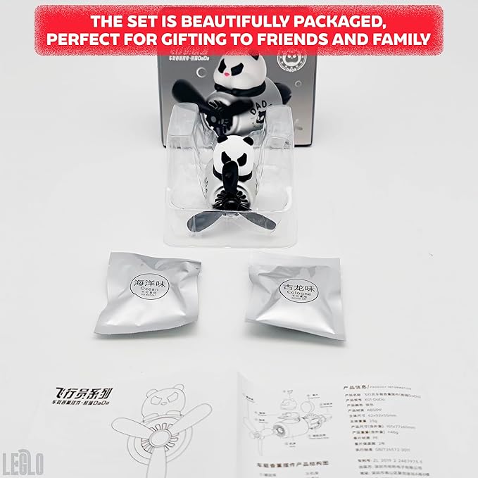 Panda Cute Car Air Freshener Diffuser - Panda Aromatherapy Diffuser Car Air Fresheners Vent Clips Cute Freshener Rotating Fan