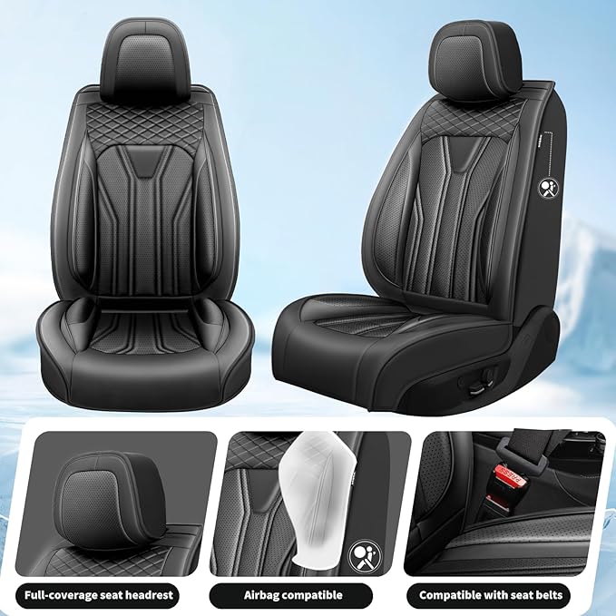 Fit Tucson Car Seat Covers Premium Leather for Hyundai Tucson 2010-2025 2026. Waterproof， Breathable, Scratch-Resistant & All-Weather Seat Cushion Protector(Front Seat, All Black)