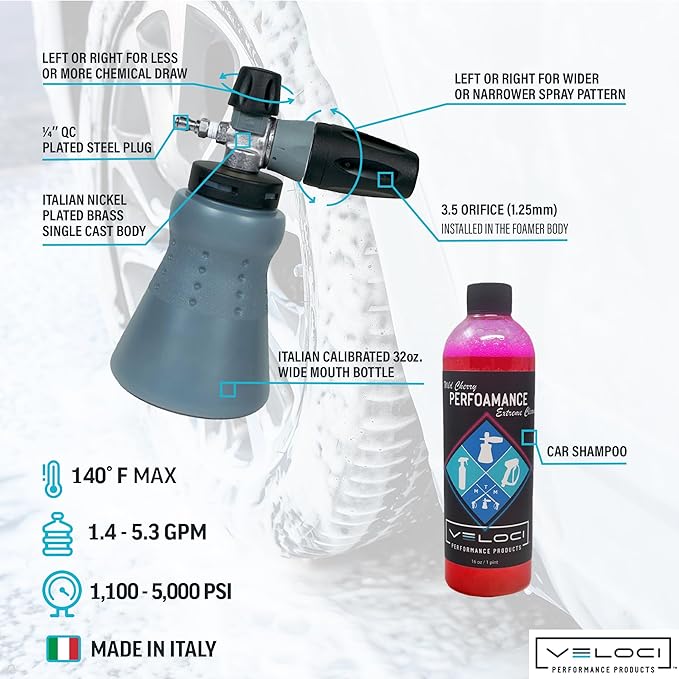 MTM Hydro PF22 Foam Cannon with Wide Mouth Bottle, 16 oz. Bottle of Car Wash Soap Included