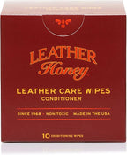 Leather Honey Conditioner Wipes: Restore Leather On-The-Go. Protect & Condition Any Color of Leather Couches, Car Seats, Purses, Shoes, Bags & Tack. Made in the USA! 10 Non-Toxic, Ready-to-Use Wipes