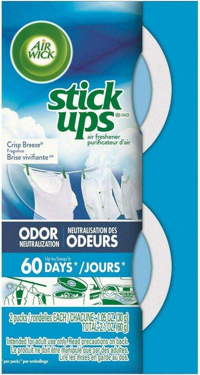 Air Wick Stick Ups Car Air Freshener, Crisp Breeze (Packaging May Vary), 3pk with 2ct each