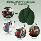 Lumbar Support Pillow for Recliner, Back Support Pillow for Office Chair, Back Cushion with Shredded Foam for Back Pain Relief & Reading, Lumbar Cushions for Couch, Sofa Seat, Car, Green