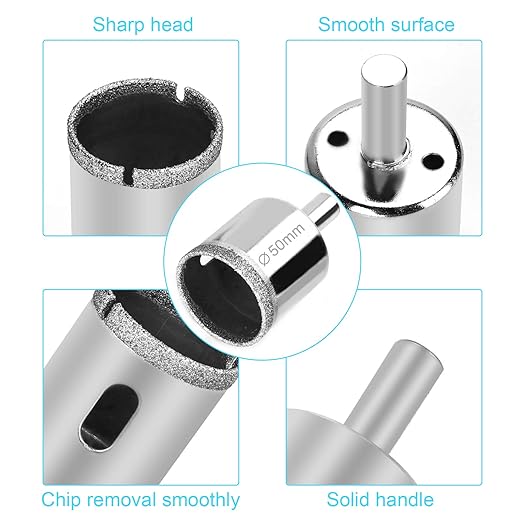 15 Pcs Diamond Drill Bits for Ceramic, Diamond Hole Saw Drill Bit Set Kit, Premium Glass Drill Bit for Bottles,Pots, Marble, Granite Stone, Tile Cutting 0.23 Inch - 2 Inch（6mm - 50mm） YLYL