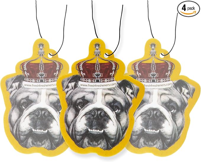 Dog Car Air Freshener 4 Pack English Bulldog Scented With Premium Oils By Fresh Fresheners