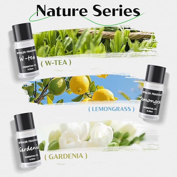 Nature Series 6-Pack Car Air Freshener Refills (10mL Each) | Smart Diffuser Essential Oil Kit with 6 Unique Fragrances | Long-Lasting Scents for Car Aromatherapy