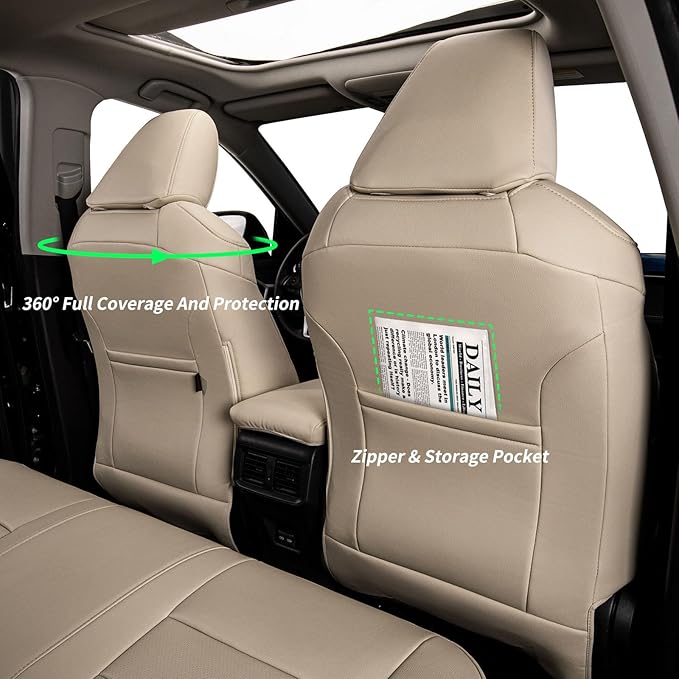 coverdream 2026 Rav4 Seat Covers Custom Fit for 2026 Toyota Rav4 Hybrid (LE,XLE Premium) SUV,Full Set Luxury Waterproof Leather Car Seat Protector