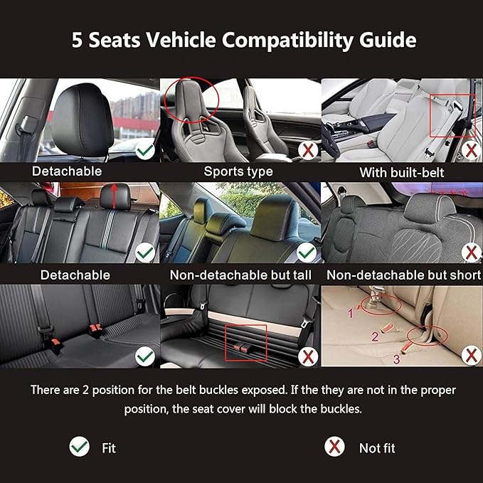 otoez Car Seat Covers Full Set, Universal Leather Seat Cover for Car, Waterproof 5 Seat Automotive Front and Back Seat Protector Full Coverage for Most Sedens Trucks SUVs, White & Black