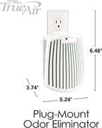 Hamilton Beach TrueAir Plug-Mount Odor Eliminator with Carbon Filter + Green Mountain Scent Cartridge, Common Household-Tobacco, Pet, Bathroom, Trash, On/Off Fan (04530GM)