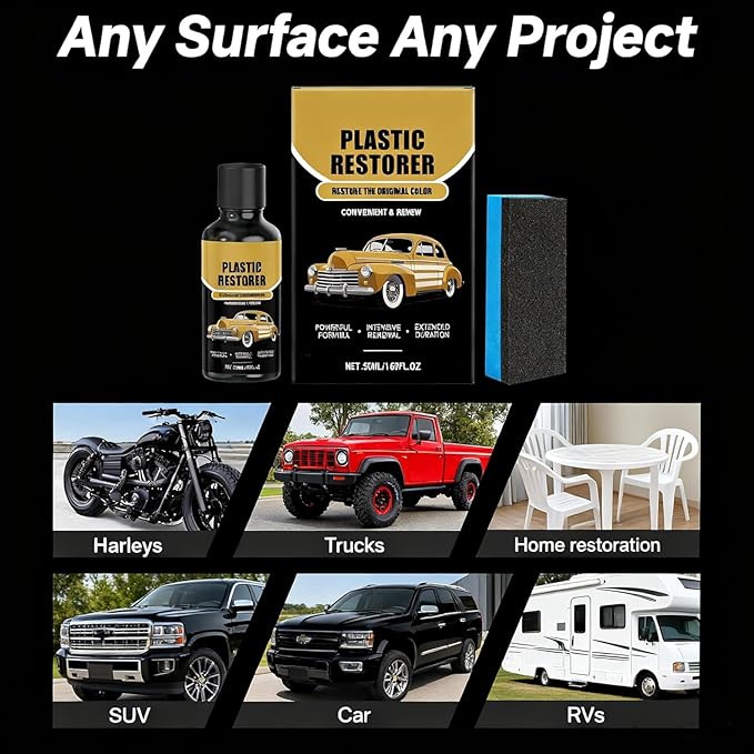 Plastic Restorer for Cars,Ceramic Crystal Coating, Black Trim Restorer,-Restores Faded Plastic & Provides 6-Month UV Protection,Ideal for Car Owners, Exterior Detailing & Trim Care