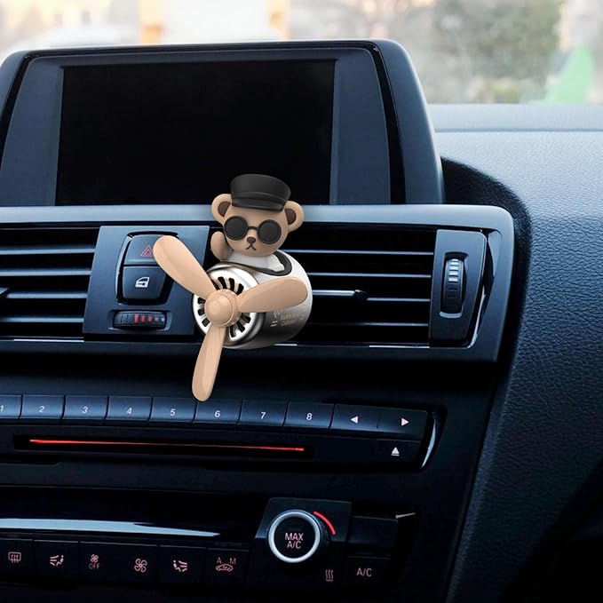 Car Air Fresheners,Cute Bear Pilot Car Diffuser Rotating Propeller Air Outlet Vent Fresheners,Aromatherapy Ornament Car Accessories