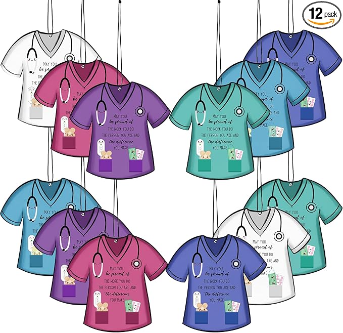 12 Pcs Nurse Appreciation Gift Bulk Funny Air Freshener Car Scented Thank You Hanging Decor Gifts for Doctors Practitioner Medical Assistant Medical Staff