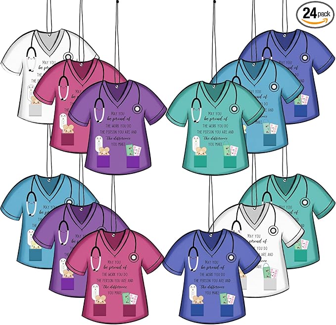24 Pcs Nurse Appreciation Gift Bulk Funny Air Freshener Car Scented Thank You Hanging Decor Gifts for Doctors Practitioner Medical Assistant Medical Staff