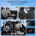 Fit Mazda 3 Car Seat Covers for Select Mazda 3 2010-2019 - Full Coverage Leather, Airbag Compatible, Waterproof & All Weather Seat Cushion Protector, Full Set, Black+Gray