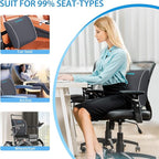 Large Lumbar Support Pillow for Office Chair, Car Seats and Home Desks, Ergonomic Back Support with Double Adjustable Straps, Machine Washable Cover, Grey
