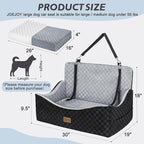 JOEJOY Dog Car Seat for Medium/Large Dogs - Reversible Dual-Sided Travel Dog Car Bed with Memory Foam, Washable Pet Booster Seat for Dogs up to 55 lbs or 2 Small Dogs, 2 Safety Leashes, Grey