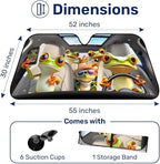 GENANY Cute Frog Family Windshield Sun Shade for Car SUV Truck (55x30 Inches), Tree Frog Sun Shade Windshield for Windows, Xmas Auto Gift, Spring Car Decor
