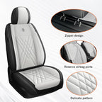 Car Seat Covers Compatible with Toyota Camry 2012-2026 Durable Waterproof Automotive Seat Covers Stretchable Fabric Material, Airbag Compatibility, Premium Nappa Leather(Black White, 2 Pcs Front)