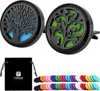 2 Pieces 316l Car Aromatherapy Essential Oil Diffuser Air Freshener with Vent Clip 48 Felt Pad Christmas Gift for Women Men(Tree and Cloud Tree)
