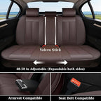 Coverado Rear Seat Covers for Cars, Brown Back Seat Protector, Back Seat Cover for Kids, 3-Pieces Waterproof Car Seat Cushion Nappa Leather Seat Cover for Back Seat Universal Fit for Most Cars