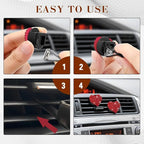 2PCS Heart-Shaped Car Vent Clip with Rhinestone, Car Vent Accessory, Bling Heart Charm Air Conditioning Outlet Clip, Auto Diffuser Air Freshener Charm for Women Girls (Red, Heart)