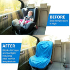 BBTO 2 Pcs Car Seat Sun Shade Covers Baby Car Seat Coolers Protector Reflective Carseat Sunshade Infant Shield Heat UV Sunlight Keep Baby Toddler Child Cool Travel Safety(Classic,Blue)