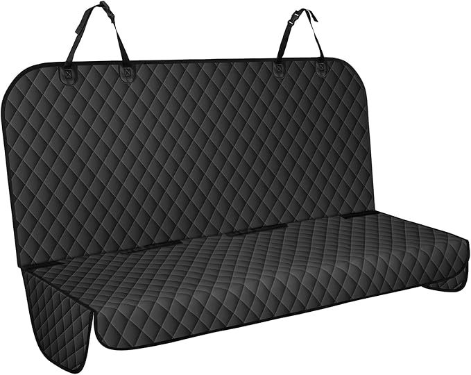 Backseat Cover for Dogs, Waterproof and Non-Slip Pet Bench Seat Covers, Car Seat Protector for Back Seat, Universal Size Rear Car Seat Cover Fits Cars, Trucks and SUVs, M-Black