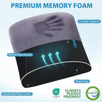 Large Lumbar Support Pillow for Office Chair, Car Seats and Home Desks, Ergonomic Back Support with Double Adjustable Straps, Machine Washable Cover, Black