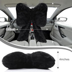 Macarrie 2 Pcs Car Neck Pillow Plush Butterfly Bow Car Headrest Pillow Comfortable Seat Neck Support Cute Car Head Rest Accessories for Driving Travel Driver Chair Girl Style Interior Decor (Black)