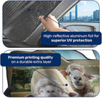 GENANY Sheep Family Windshield Sun Shade for Car SUV Truck (55x30 Inches), Sun Shade Windshield, Shades for Front Windows, Protector Blocks UV, Auto Gift, Spring Car Decor