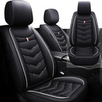 Front Seat Cover for Toyota Highlander 2001-2025, Waterproof Durable Premium Leather Car Seat Protector, Comfortable Anti-Slip Stylish Sport Seat Cover(2 Seats Standard,Black White)