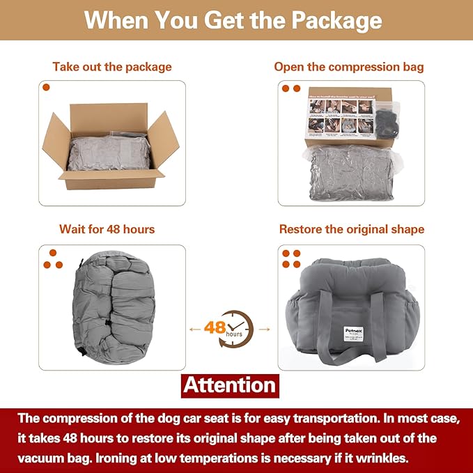 Dog Car Seat for Small Dogs, Portable Puppy Car Seat of Easy Installation, Fashionable Pet Carrier Bag with Large Pockets, Machine Washable Dog Booster Seat (Red)